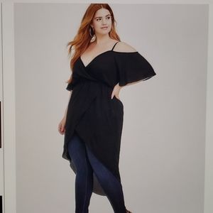 Torrid - Hi-lo cold shoulder Georgette top